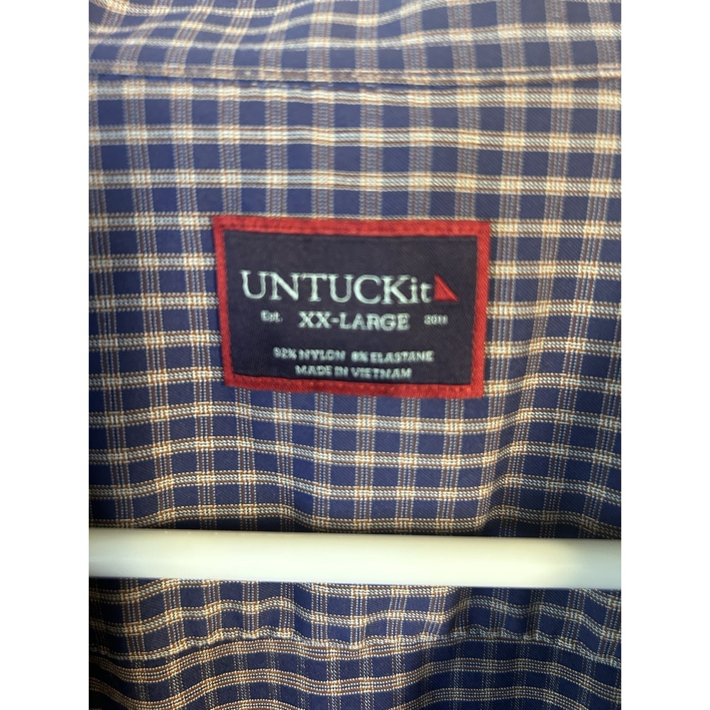 Untuckit Men's Shirt Navy Multi Color Plaid Size XXL